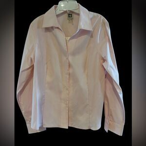 Anne Klein Cotton Button Down long Sleeve Blouse L